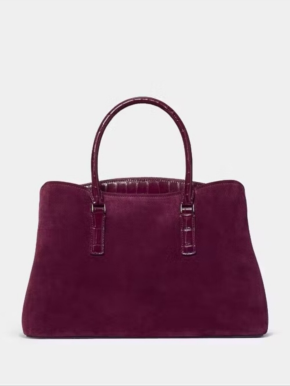 Kate Spade Thompson Street Suede And Croc Embossed Satchel Bag, Deep Cherry - Picture 3 of 13